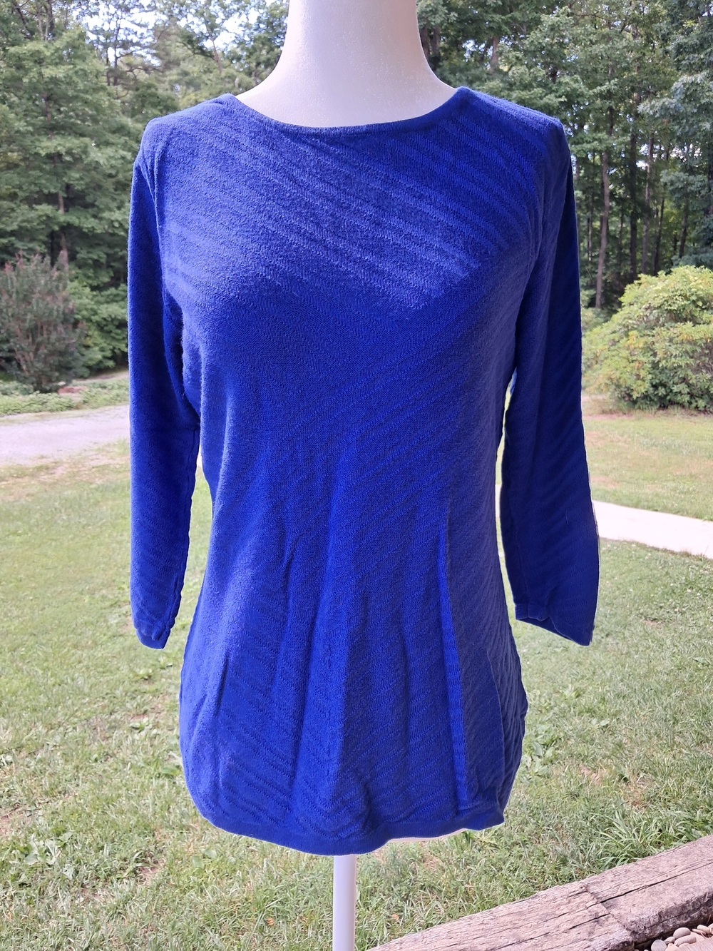 Dana Buchman Royal Blue Knit Crewneck Top Small